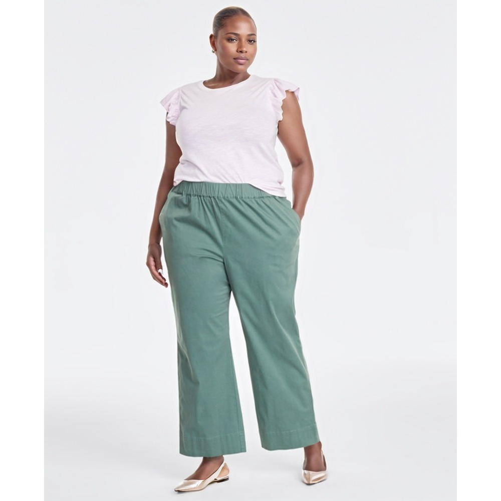 ON 34th Pants Womens Plus 3X Sage Green High‎ Rise Straight Leg Core Ankle Chino